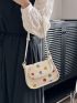 Small Square Bag Colorblock Polka Dots Pattern Flap For Daily