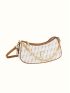 All Over Print Hobo Bag Chain Decor Top Handle For Work, Clear Bag