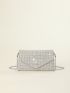 Mini Rhinestone Decor Square Bag Flap Chain Strap For Party