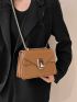 Metal Decor Flap Square Bag Chain Fashion