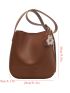 Small Crossbody Bag Solid Brown With Bag Charm