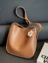 Small Crossbody Bag Solid Brown With Bag Charm