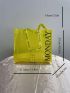 Small Tote Bag Neon Yellow Clear Letter Pattern Funky Style