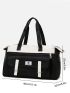 Colorblock Travel Bag Letter Patch Decor Double Handle