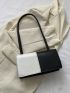 Colorblock Baguette Bag Metal Decor Flap Small