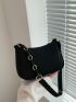 Mini Hobo Bag Minimalist Stitch Detail Black