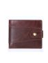 Genuine Leather Minimalist Small Wallet Snap Button Brown