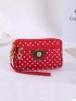 Polka Dot Pattern Red Wallet Zipper Design