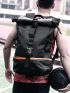 Men Letter Graphic Large Capacity Backpack Camping Bag