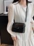 Minimalist Square Bag Mini Flap Black