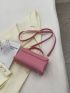 Small Square Bag Letter Embossed Top Handle Solid Pink