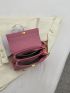 Small Square Bag Letter Embossed Top Handle Solid Pink