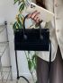 Mini Square Bag Double Handle Solid Black