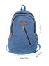 Letter Patch Decor Classic Backpack Medium Denim