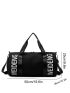 Letter Graphic Travel Bag Large Capacity Black