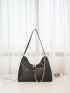 Quilted Hobo Bag Medium Chain Decor Black