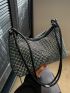 Studded Decor Hobo Bag Medium Black