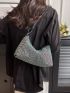 Studded Decor Hobo Bag Medium Black