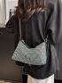 Studded Decor Hobo Bag Medium Black