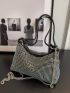 Studded Decor Hobo Bag Medium Black