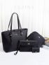 4pcs Bag Set Tote Bag Crossbody Bag Wristlet Bag Purse Metal Decor Minimalist, Best Work Bag For Women