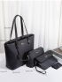 4pcs Bag Set Tote Bag Crossbody Bag Wristlet Bag Purse Metal Decor Minimalist, Best Work Bag For Women