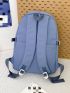 Letter Patch Decor Classic Backpack Medium Blue For School