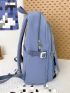 Letter Patch Decor Classic Backpack Medium Blue For School