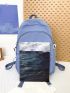 Letter Patch Decor Classic Backpack Medium Blue For School