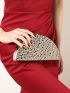 Mini Box Bag Silver Embossed Chain Strap For Party