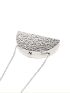 Mini Box Bag Silver Embossed Chain Strap For Party