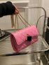 Mini Flap Square Bag Quilted Pattern Metal Decor Pink