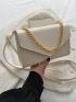 Small Square Bag Beige Chain Decor Flap For Daily