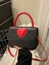 Mini Flap Square Bag Heart Decor Two Tone