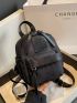 Mini Letter Patch Decor Classic Backpack Solid Black