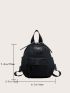 Mini Letter Patch Decor Classic Backpack Solid Black