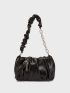 Black Ruched Bag Chain PU