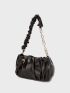 Black Ruched Bag Chain PU