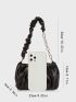 Black Ruched Bag Chain PU