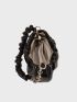 Black Ruched Bag Chain PU