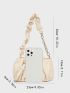 Beige Ruched Bag Chain PU