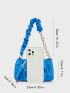 Chain Ruched Bag PU Blue