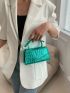 Mini Square Bag Metallic Crocodile Embossed Chain Strap