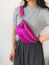 Crocodile Embossed Fanny Pack Hot Pink Chain Decor Adjustable Strap