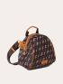 Letter Graphic Satchel Bag Patch Detail Fashionable