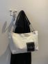 Pocket Decor Shoulder Tote Bag Double Handle Medium