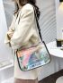 Medium Square Bag Holographic Pattern Funky Style, Clear Bag