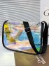 Medium Square Bag Holographic Pattern Funky Style, Clear Bag