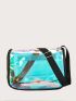 Medium Square Bag Holographic Pattern Funky Style, Clear Bag