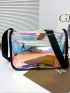 Medium Square Bag Holographic Pattern Funky Style, Clear Bag